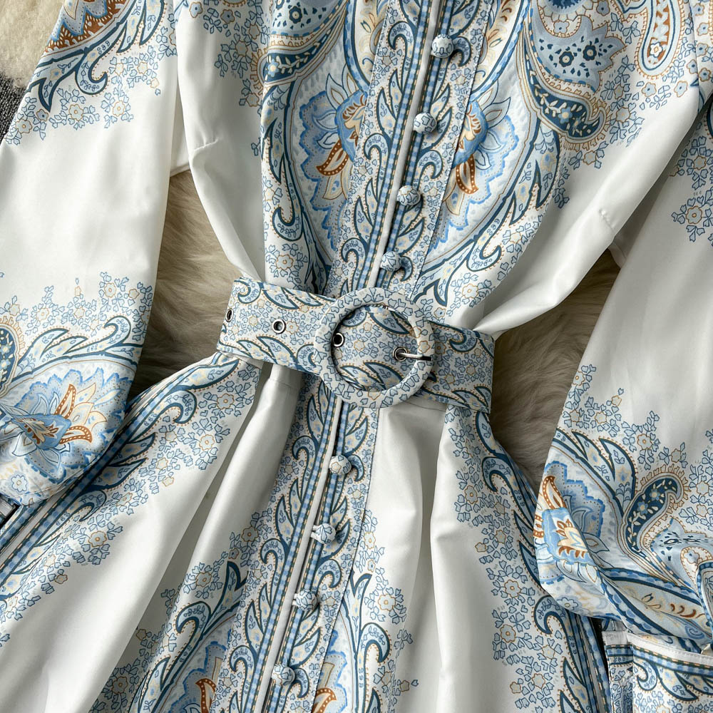 Floral A-Line Dress with Belt