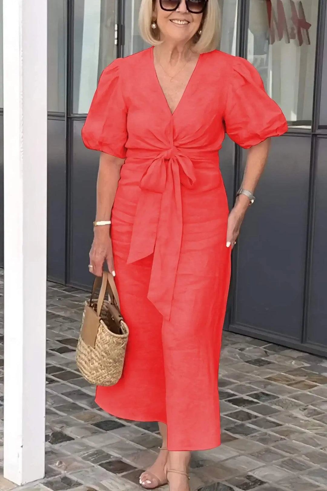 Natasha | Women's Elegant V-Neck Midi Dress
