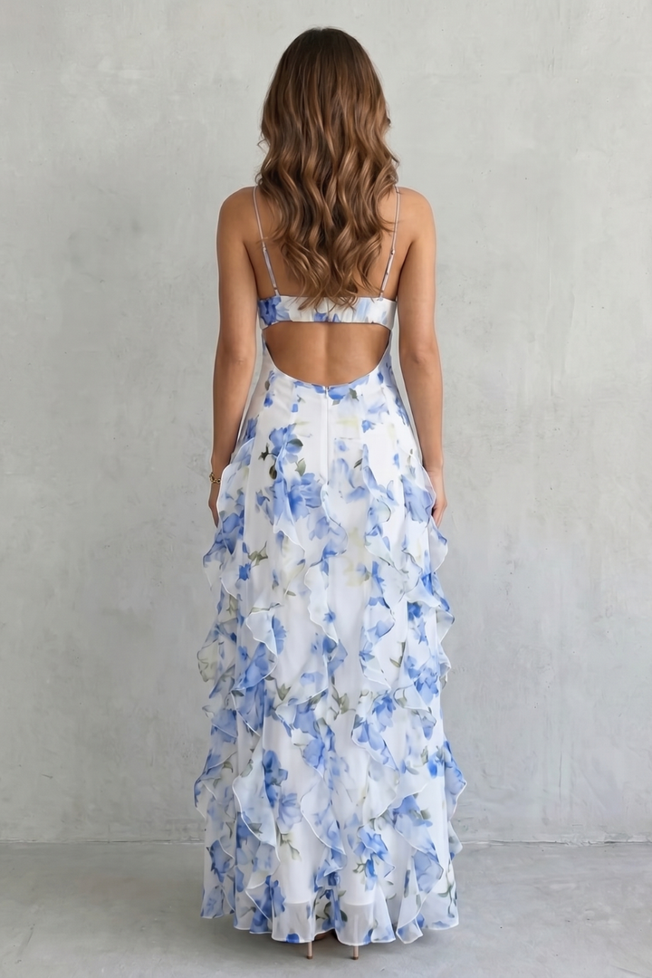 Sestina | Women's Floral Maxi Dress with Ruffles