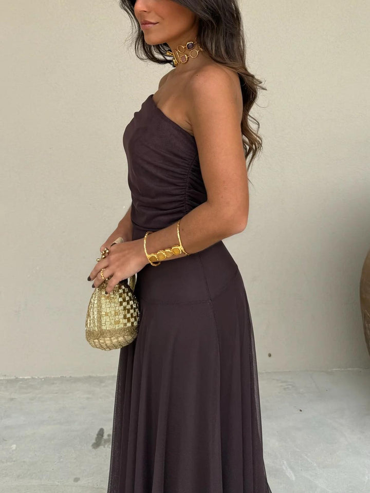 Women's Off-Shoulder Short Sleeve Maxi Dress