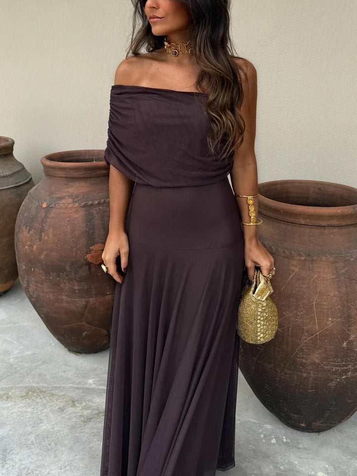 Women's Off-Shoulder Short Sleeve Maxi Dress