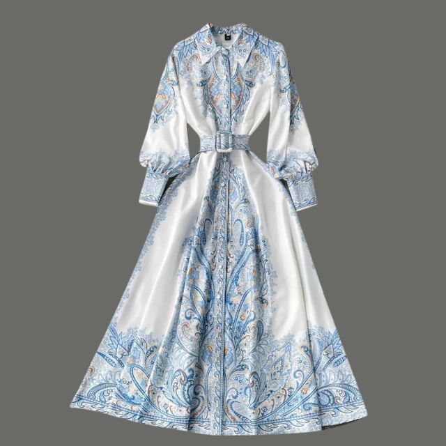 Floral A-Line Dress with Belt
