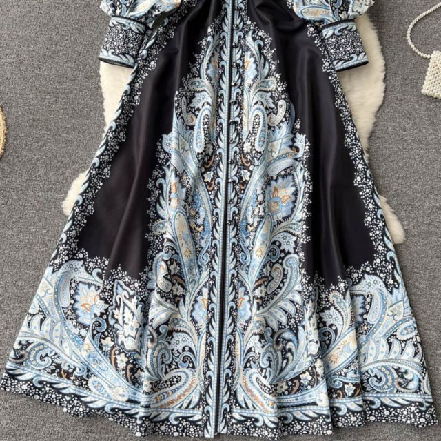Floral A-Line Dress with Belt