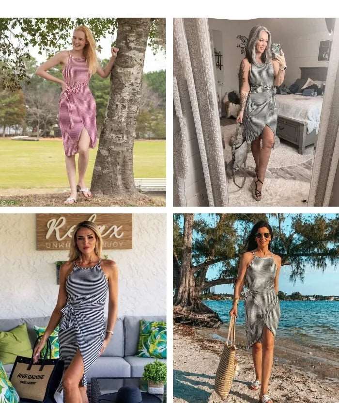 Bénanique™️ Striped Midi Dress - Casual Style