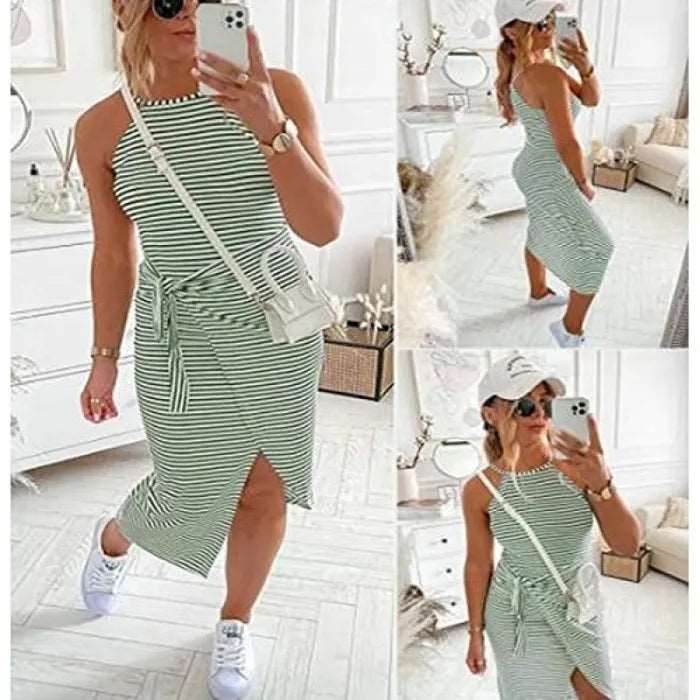 Bénanique™️ Striped Midi Dress - Casual Style