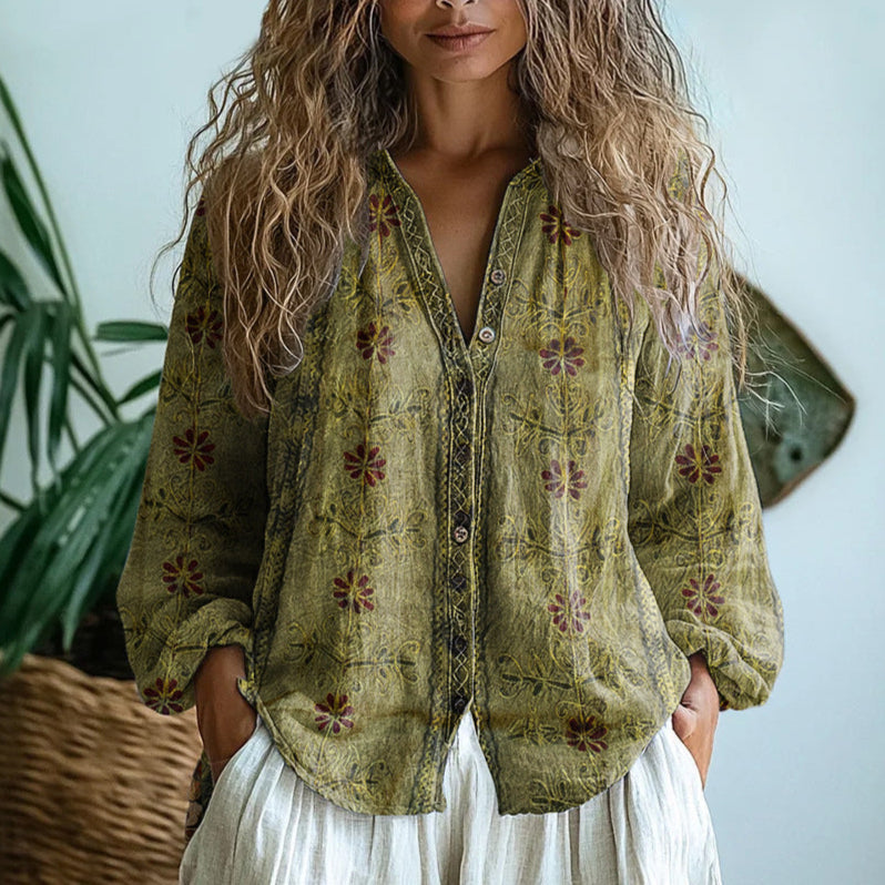Cara™ - Vintage Leaf Blouse