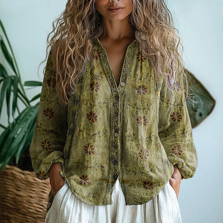 Cara™ - Vintage Leaf Blouse