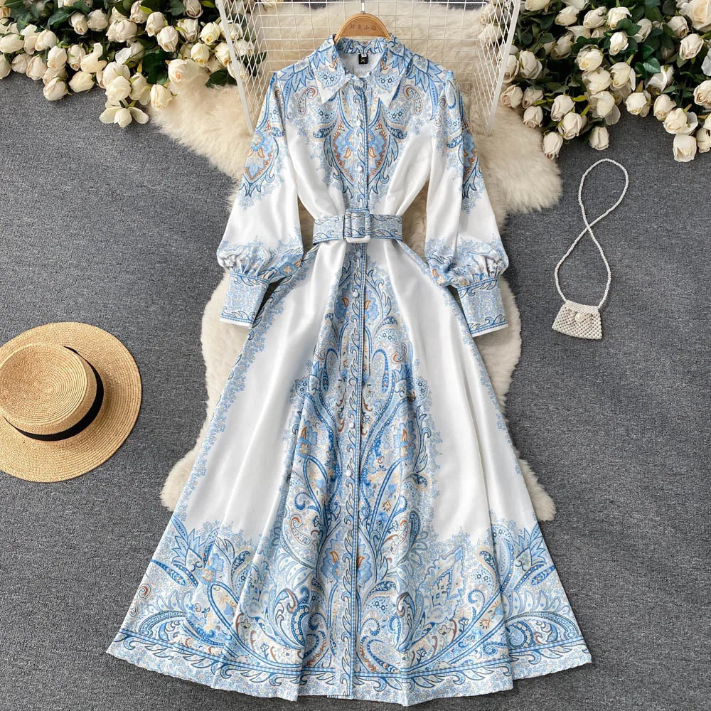 Floral A-Line Dress with Belt
