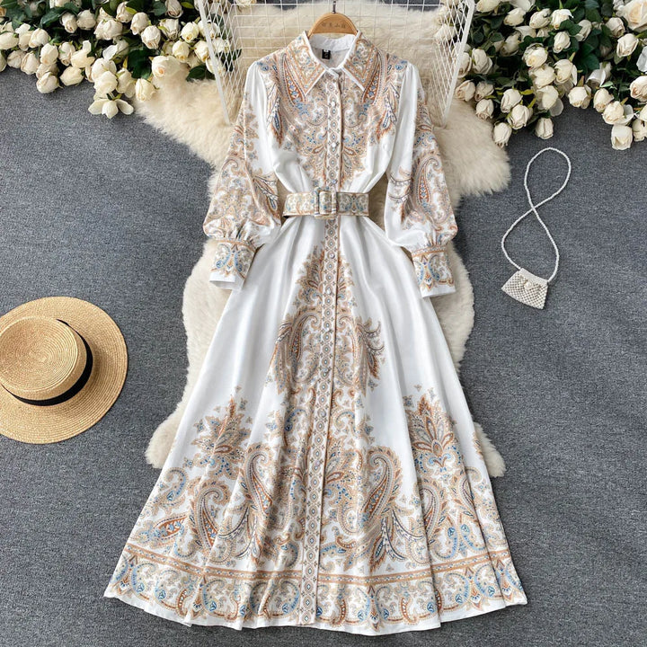Floral A-Line Dress with Belt