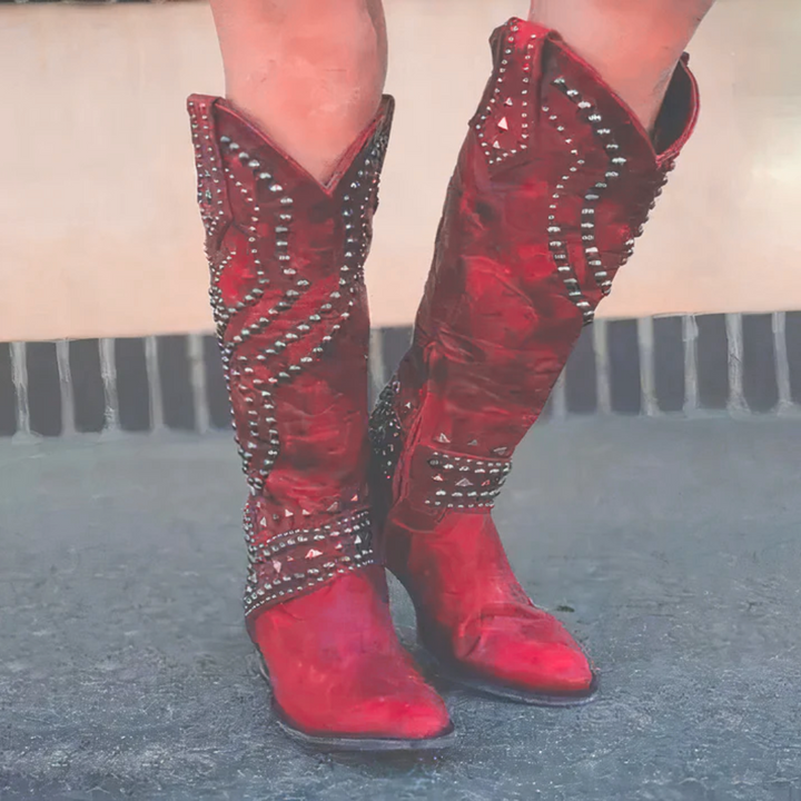 Mia | Women's Pointed-Toe Western Knee-High Boots