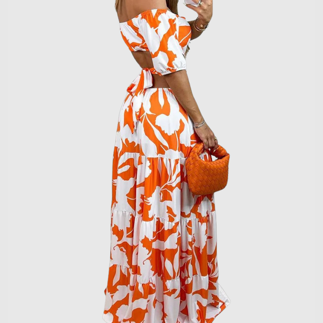 Xiomara | Women's Short Sleeve Maxi Dress with Cut-Out
