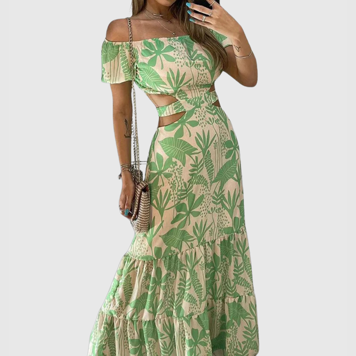 Xiomara | Women's Short Sleeve Maxi Dress with Cut-Out