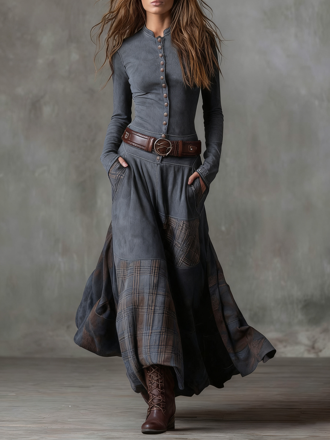Helena™ - Belted Suede Maxi Dress