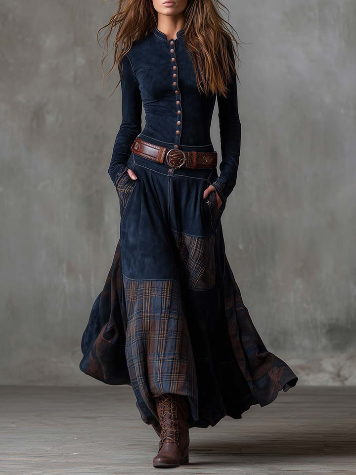Helena™ - Belted Suede Maxi Dress