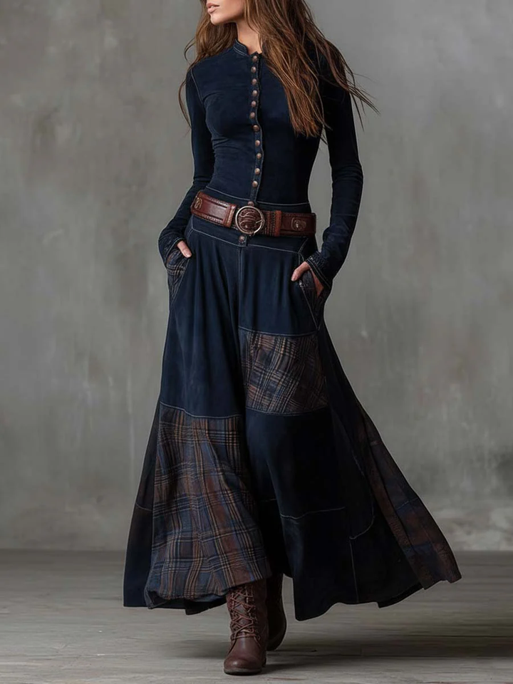 Helena™ - Belted Suede Maxi Dress