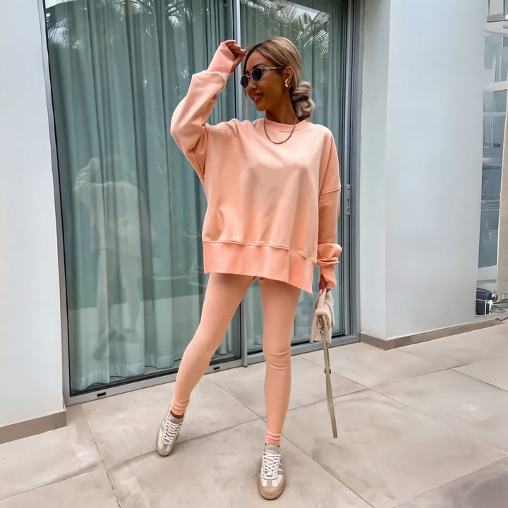 YACHI™ - Relaxed Long Sleeve Sweatshirt and Pants Ensemble