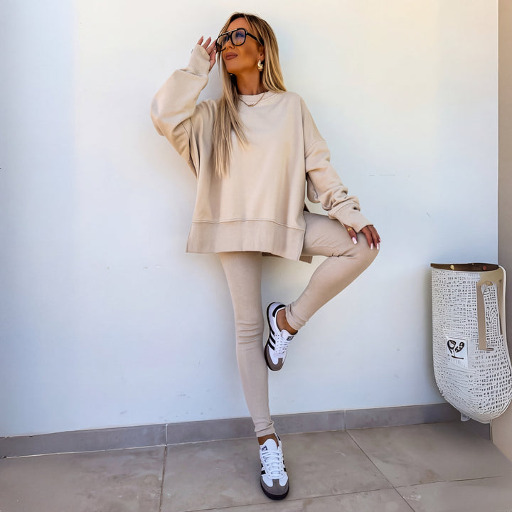 YACHI™ - Relaxed Long Sleeve Sweatshirt and Pants Ensemble
