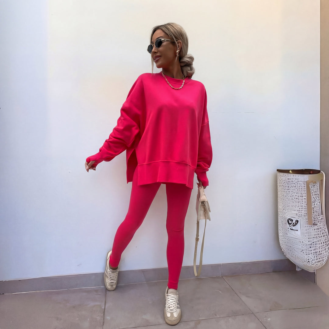 YACHI™ - Relaxed Long Sleeve Sweatshirt and Pants Ensemble