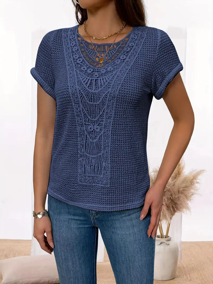 Megan™ - Stylish Round Neckline Lace Shirt