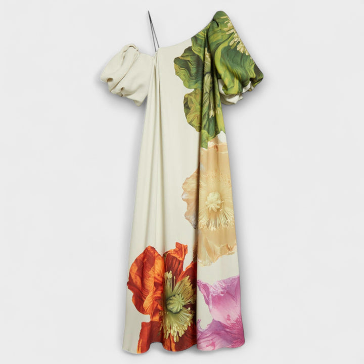 Floral Maxi Dress with Asymmetrical Design