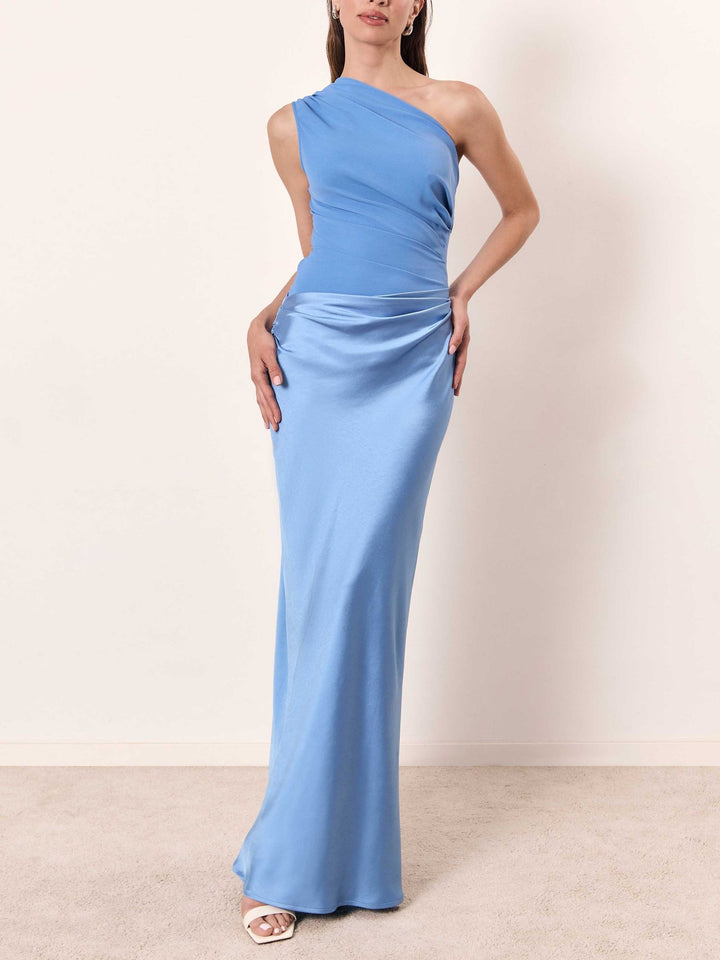 Anita™ | Chic One-Shoulder Pleated Maxi Dress for Parties