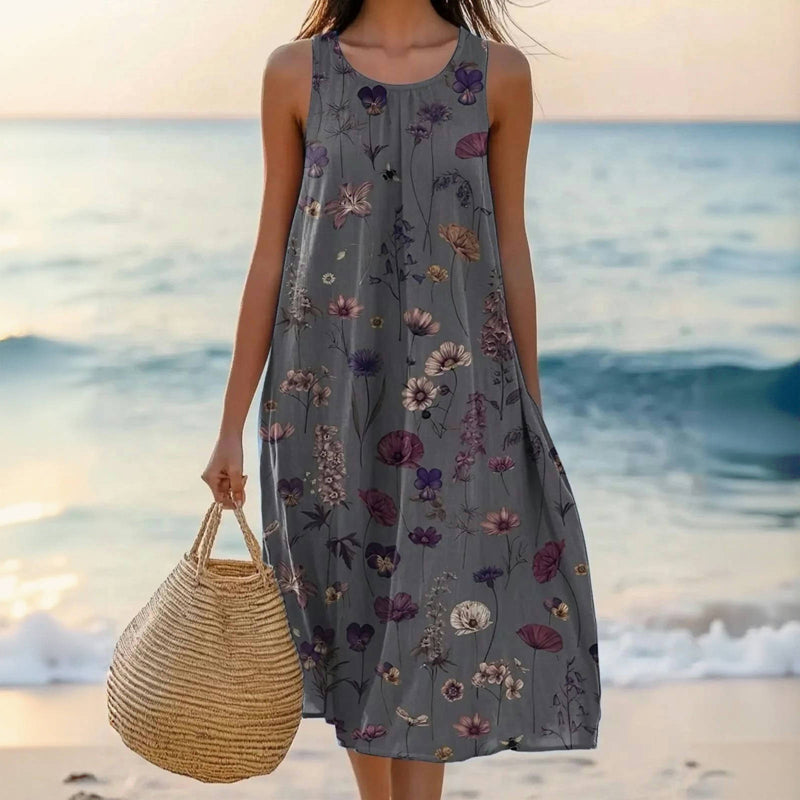 Sarita™ – Vintage Floral Mid-Calf Dress