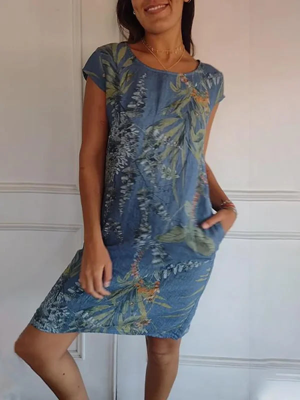 Summer Dress for Women with Pockets and Vibrant Print