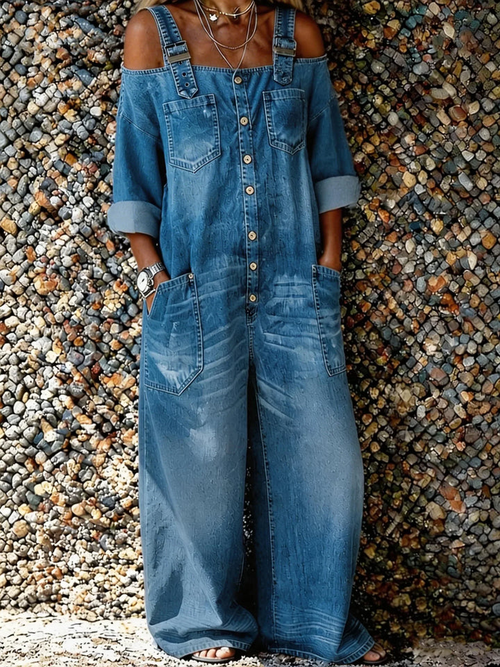 Bo | Denim Overall Jumpsuit with Shoulder Straps