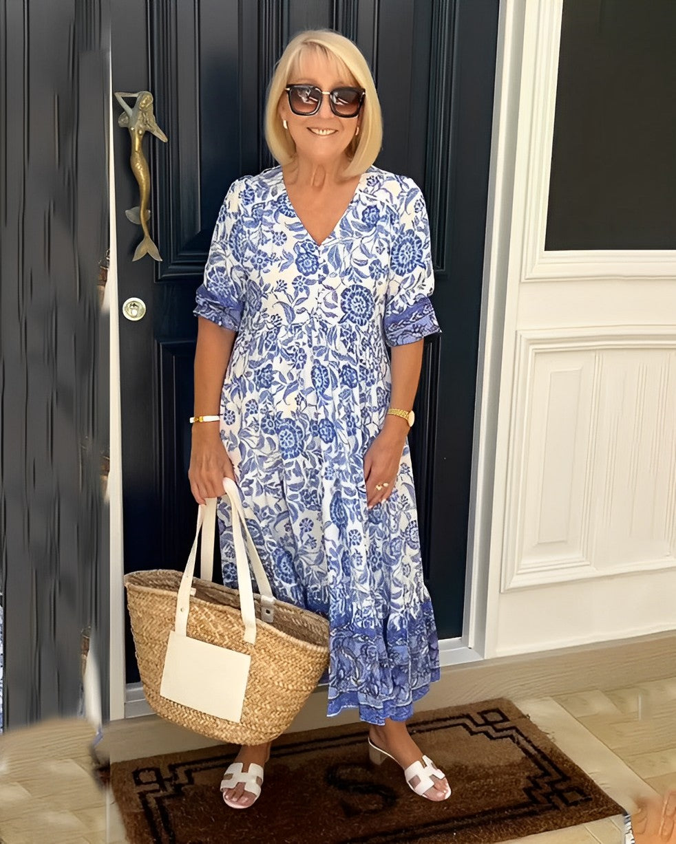 Keisha | Elegant Floral V-Neck Dress
