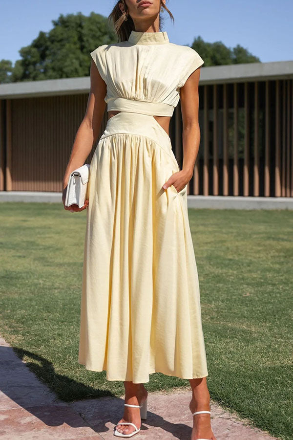 Quincy | Midi Dress with Cut-Out and Pockets