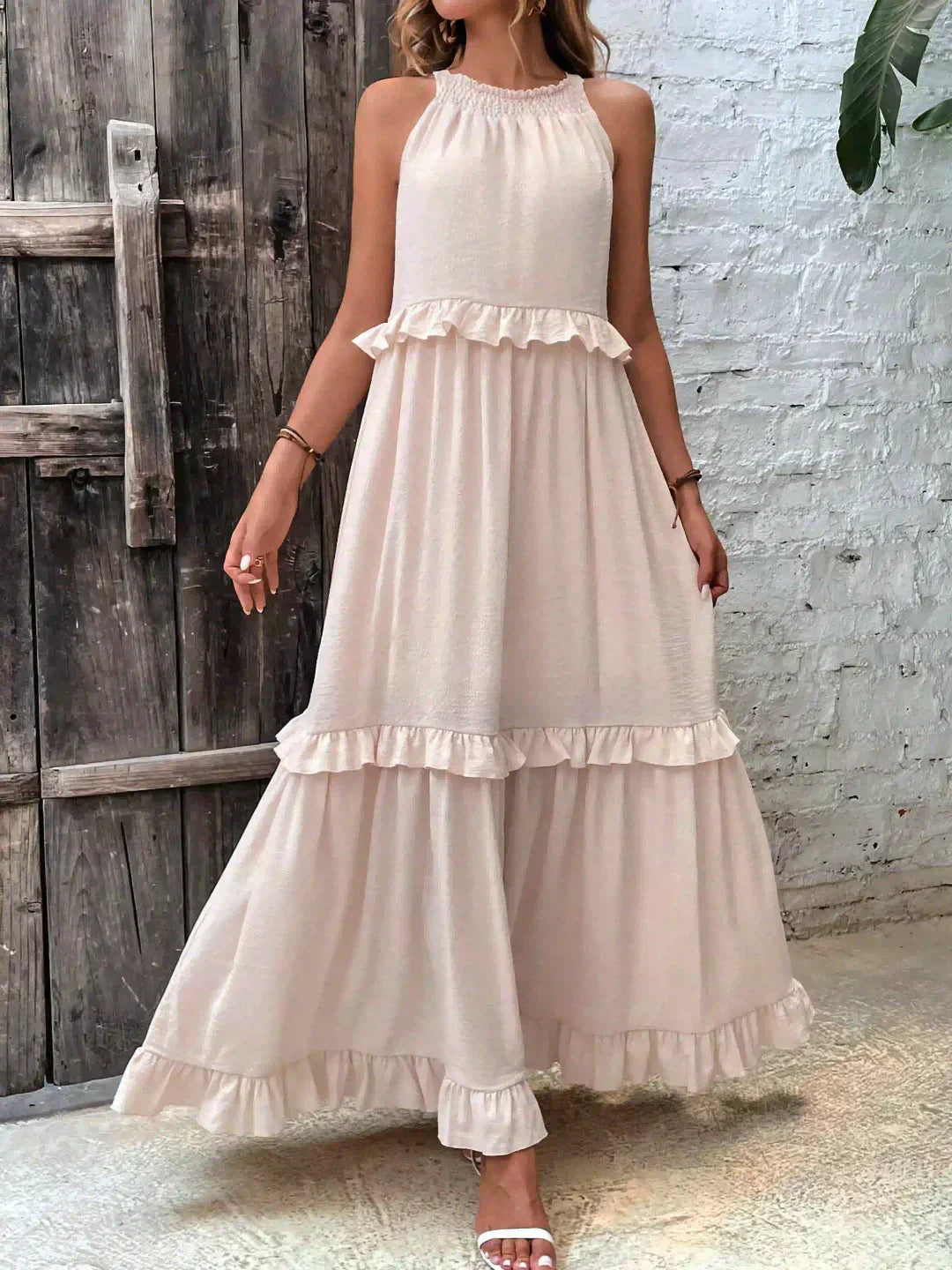 Sarah Ruffles Sarah | Halter Ruffle Maxi Dress (Almost Sold Out) – Sinclair Toronto