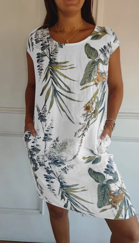 Summer Dress for Women with Pockets and Vibrant Print