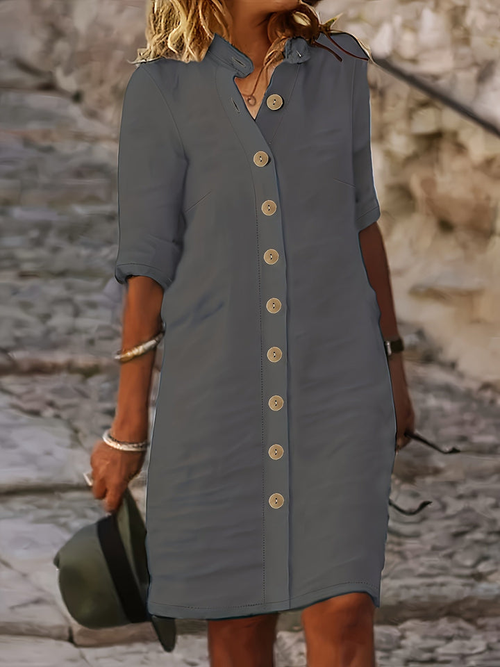 Hannah™ - Casual Dress with Button Placket