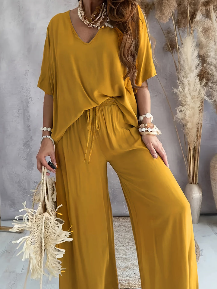 Farah™ - Stylish Solid Color Women's Two Piece Set