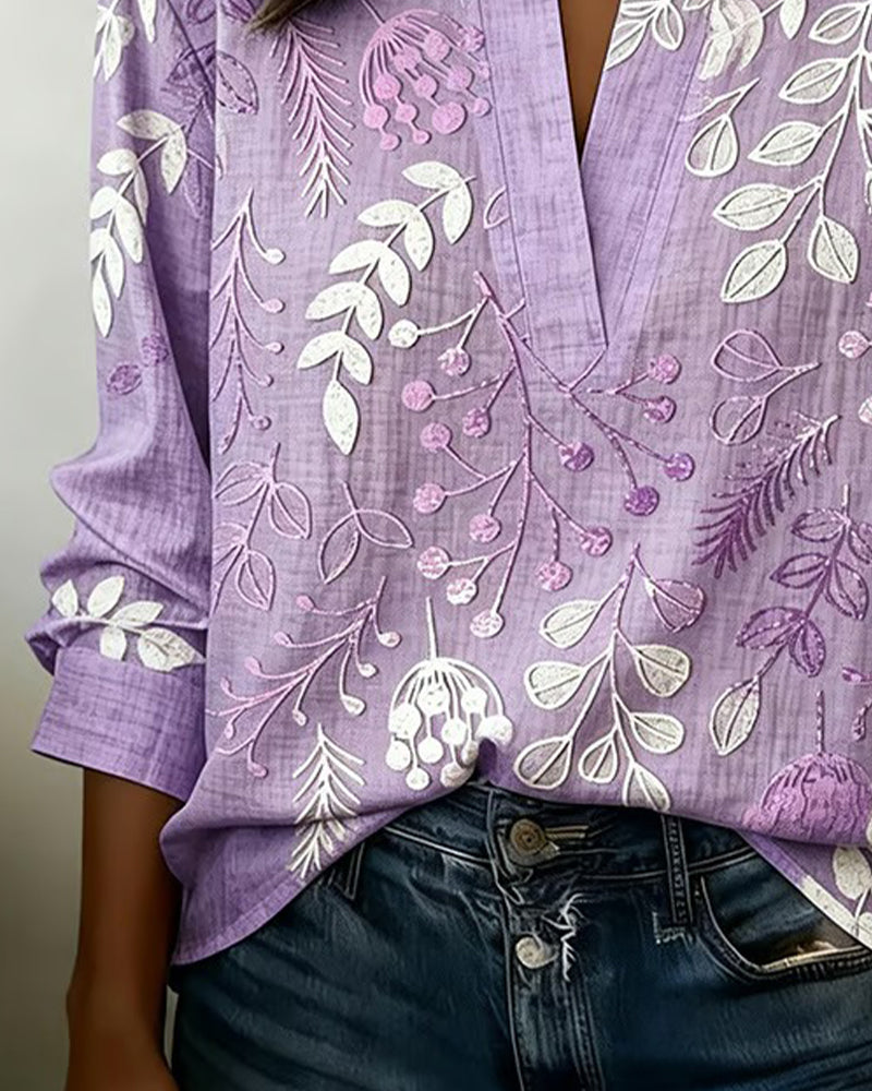 Eleni™ | Floral Print Blouse with High Neck