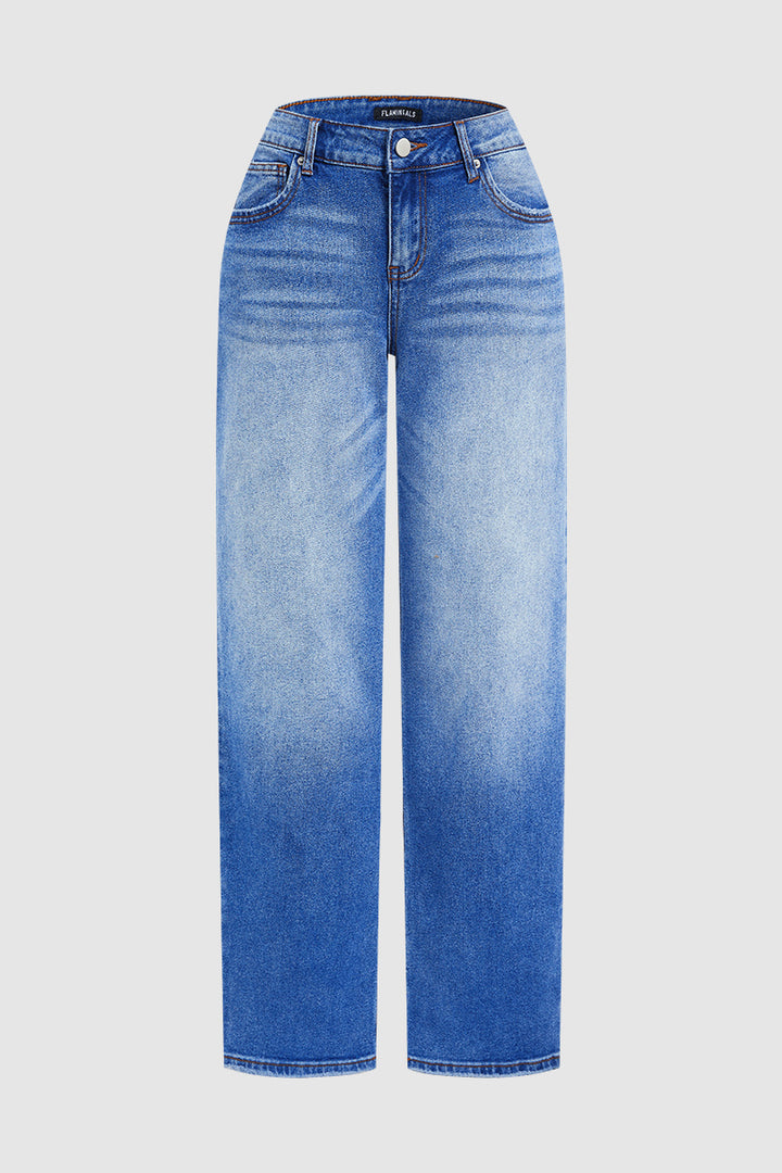 Mid-Rise Straight Fit Denim Jeans