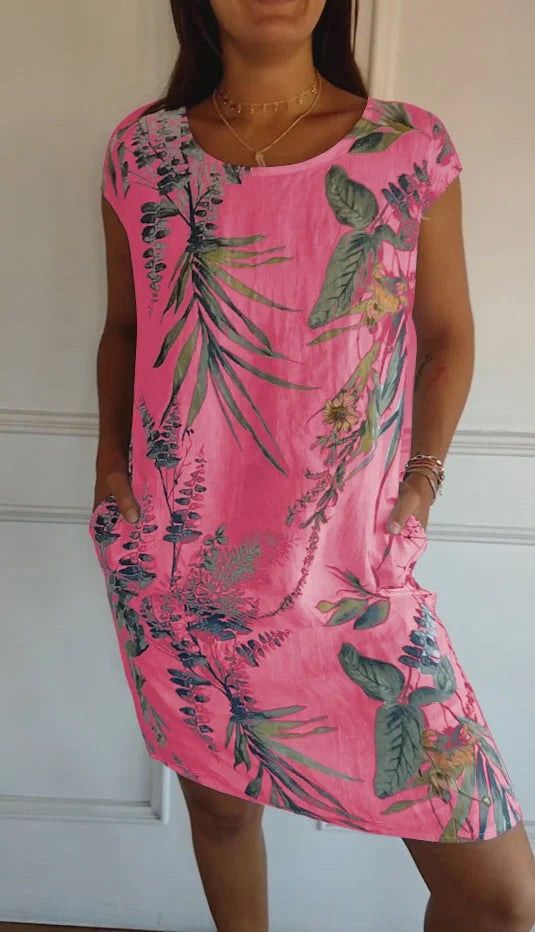 Summer Dress for Women with Pockets and Vibrant Print