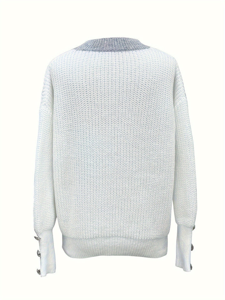 Aubrey™ - Cozy V-Neck Button-Front Sweater