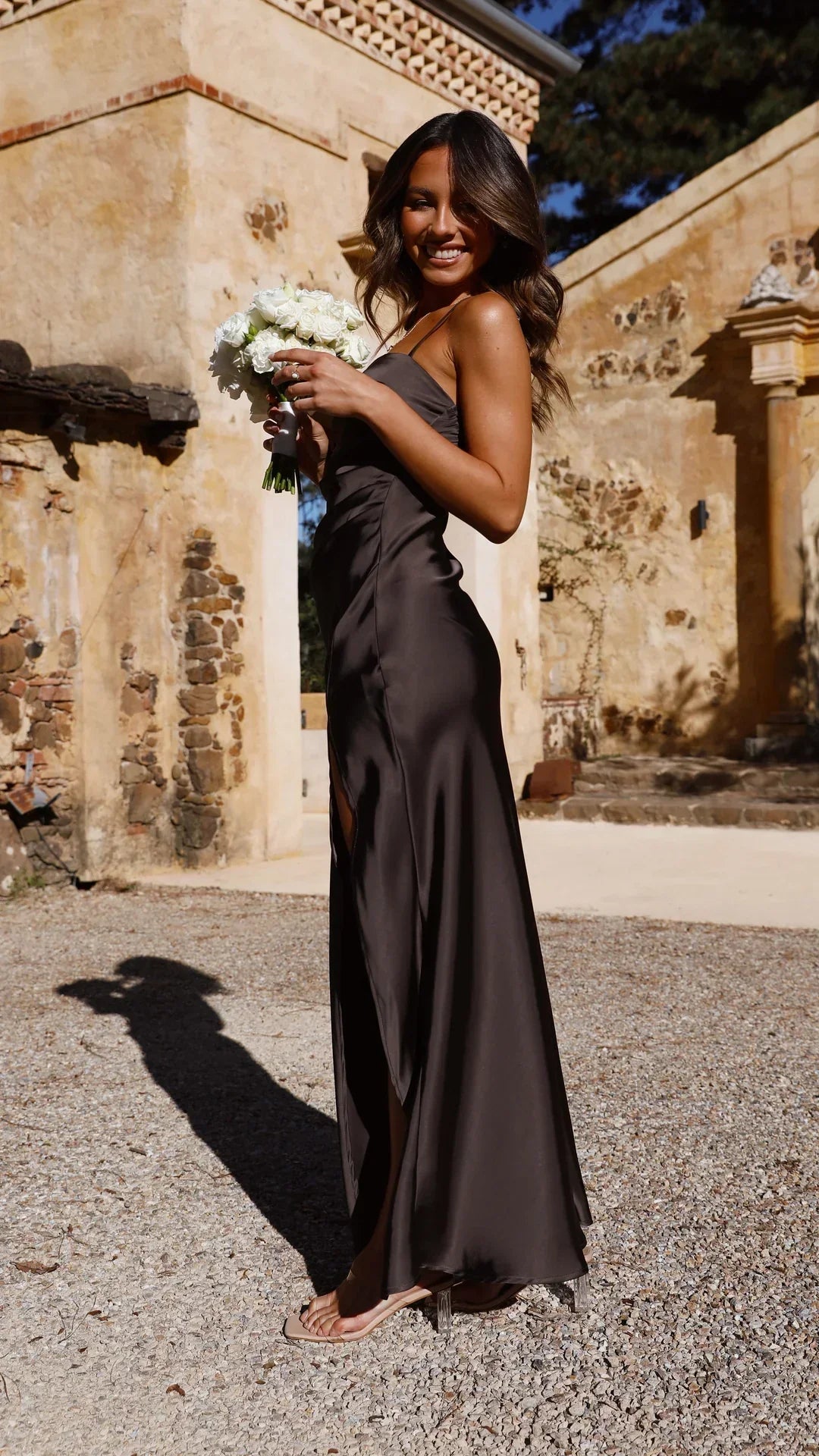 Women's Square Neck Maxi Dress with Side Slit