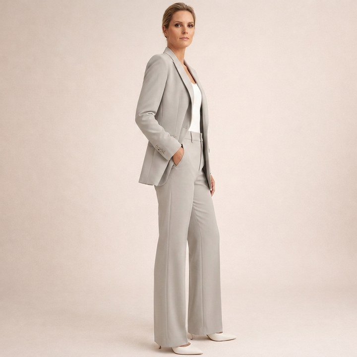 Lena | Women's Suit with Flared Trousers and Buttons