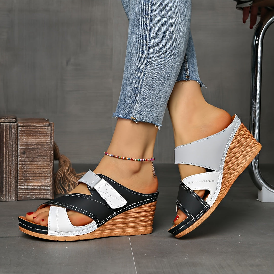 Marina Colorblock Wedge Slides - Comfortable Sandals