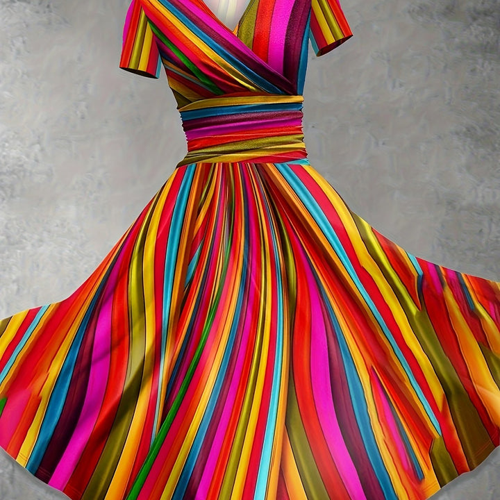 Eve™ - Colorblock Striped Print Dress
