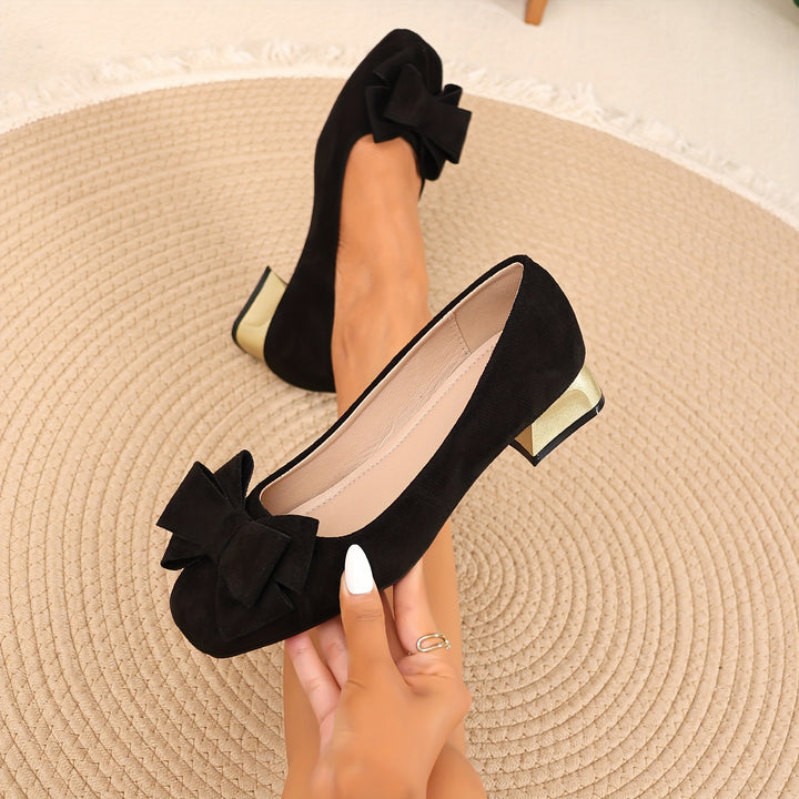 Chic Women's Bow Shoes with Stylish Thick Heels