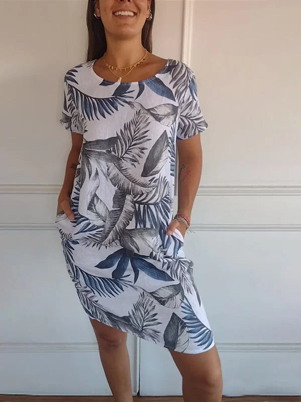 Summer Dress for Women with Pockets and Vibrant Print