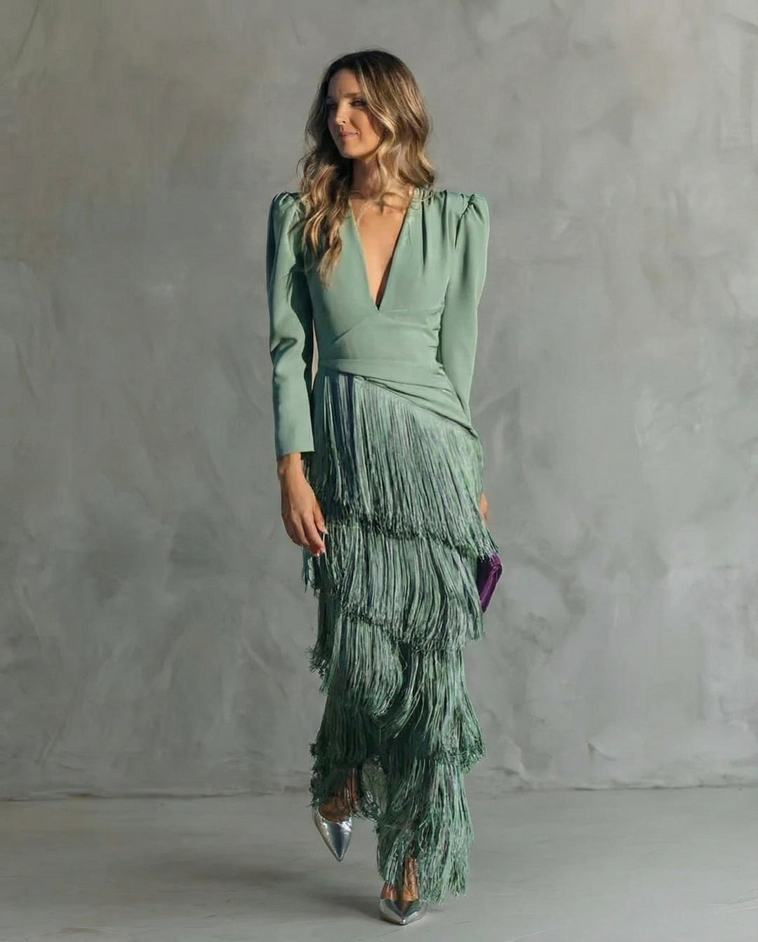 Clara | Chic Dress Featuring Fringe Sleeves