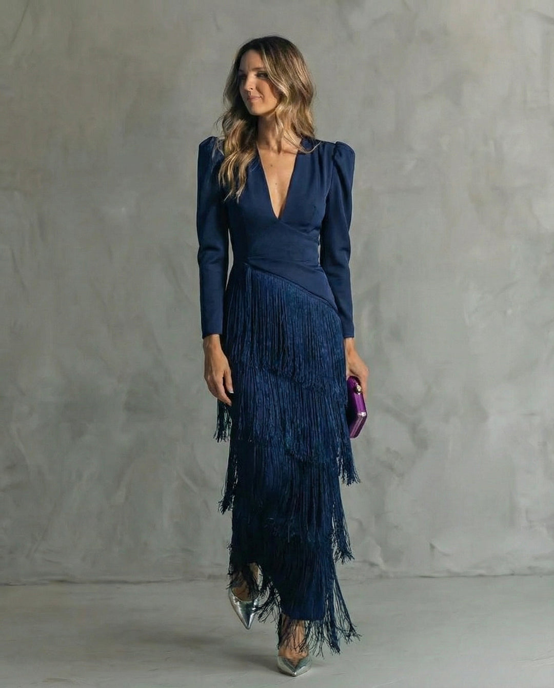 Clara | Chic Dress Featuring Fringe Sleeves