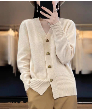 Adele™ - Elegant Heart Button Cardigan