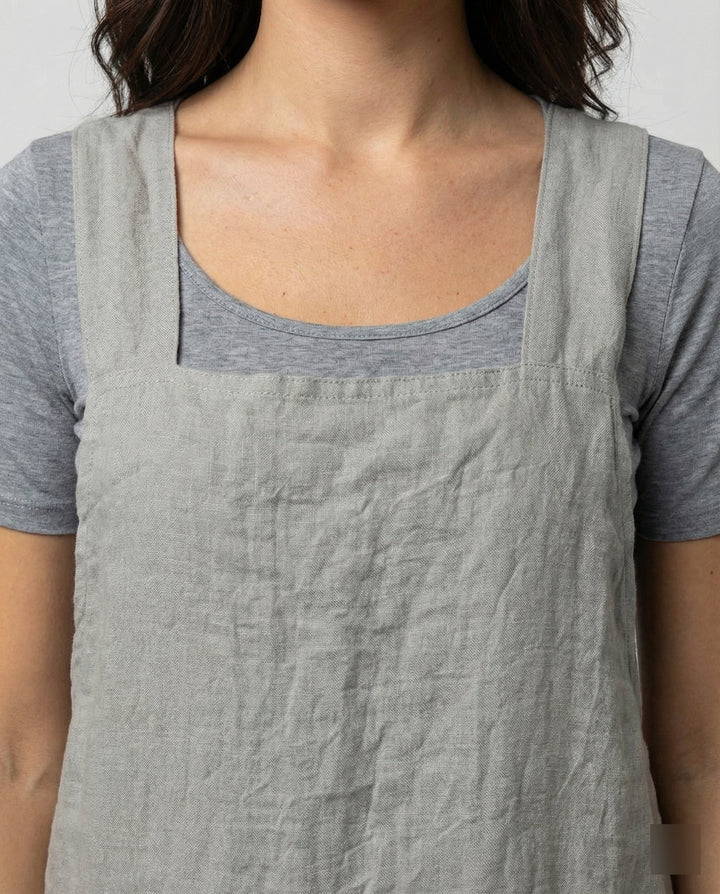 Heidi | Women's Square Neck Sleeveless Midi Apron Dress with Pockets