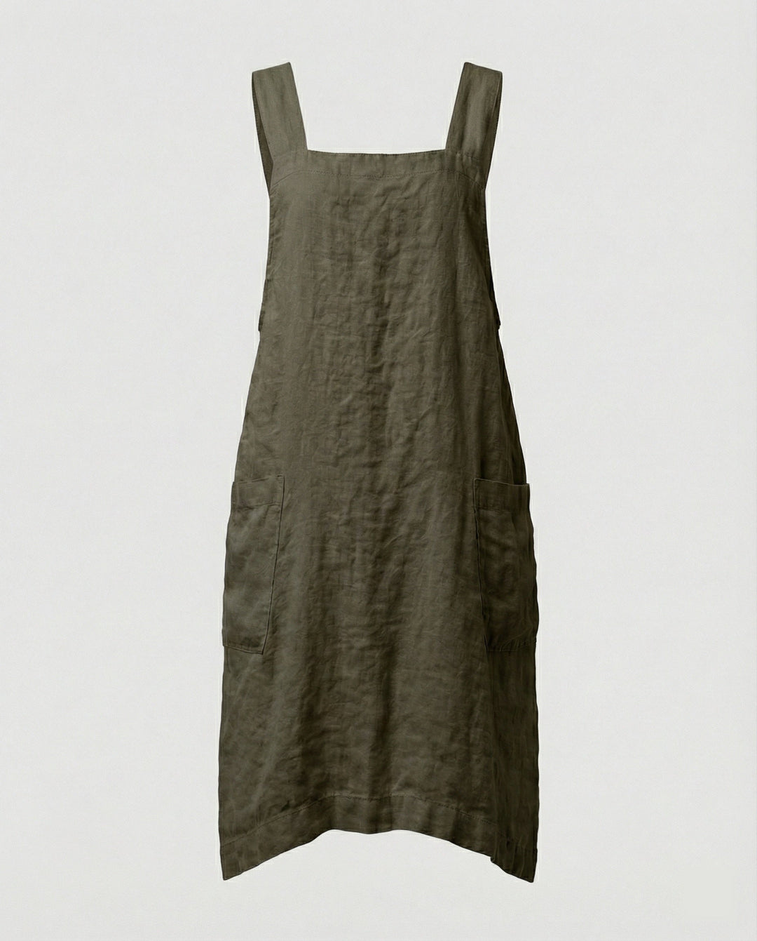 Heidi | Women's Square Neck Sleeveless Midi Apron Dress with Pockets