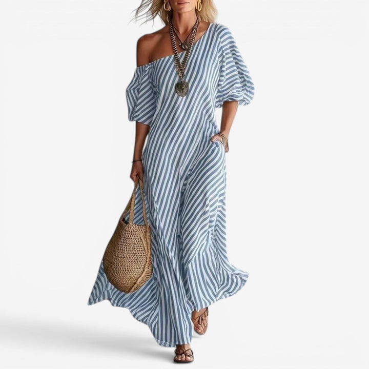 Inoni | Women's Off-Shoulder Striped Maxi Dress